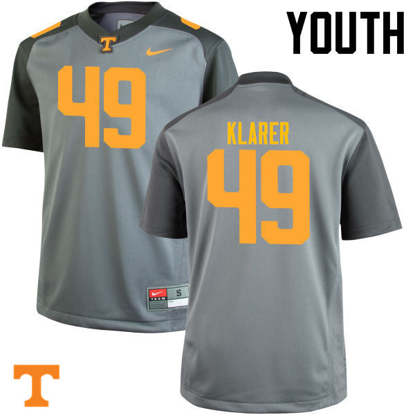 Youth #49 Rudy Klarer Tennessee Volunteers College Football Jerseys-Gray